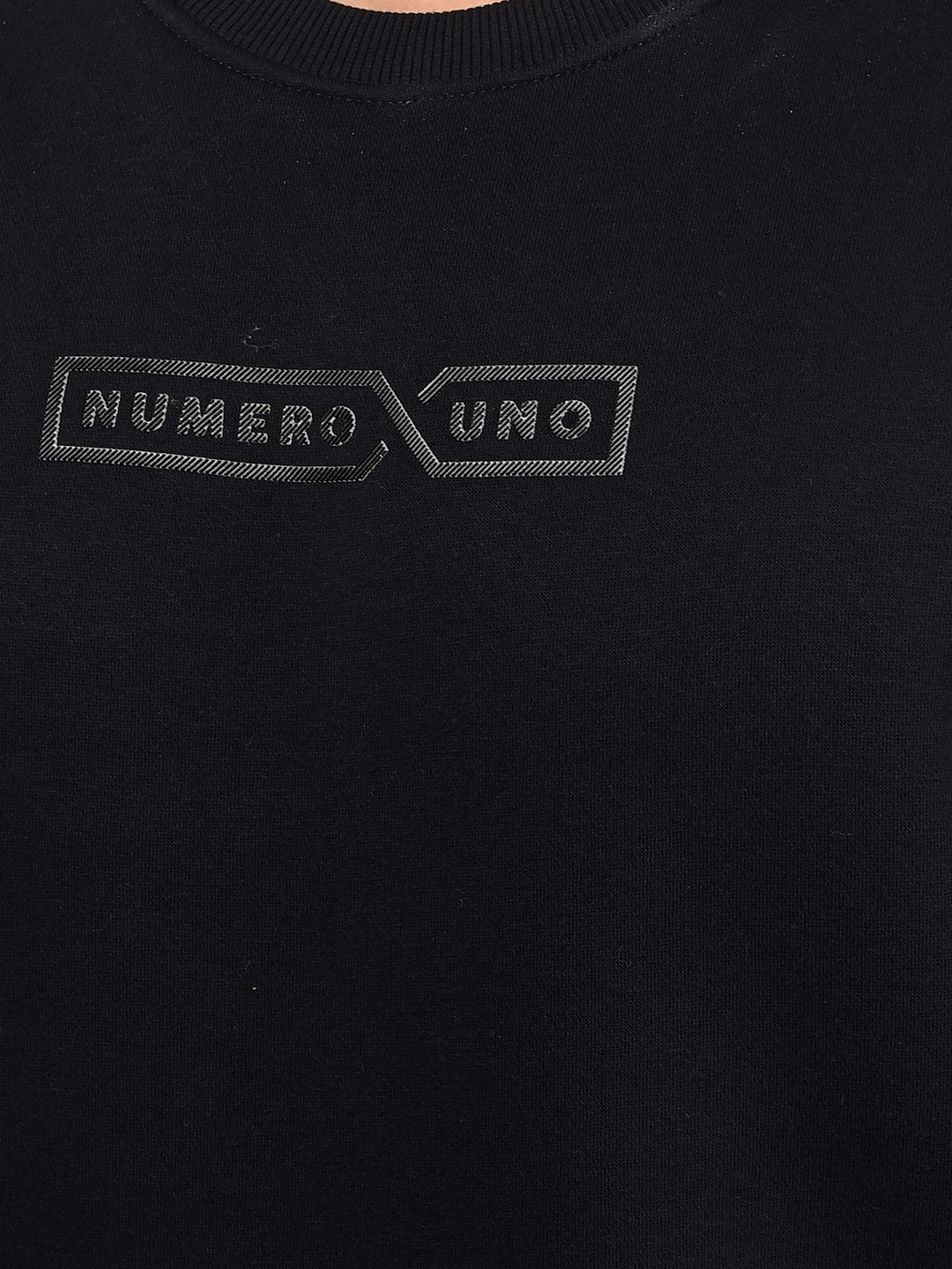 Numero Uno Men Logo Print Black Sweat Shirt